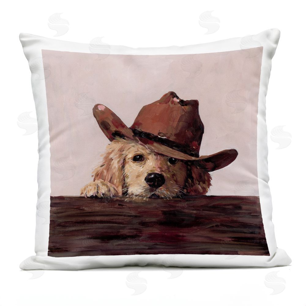 Studio Bautista Peeking Cowboy Dog Outdoor Printed Throw Pillow