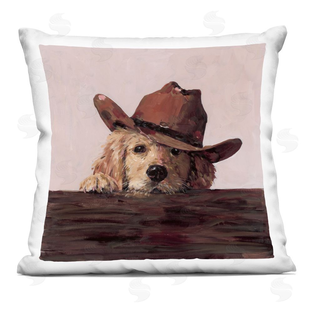 Studio Bautista Peeking Cowboy Dog Indoor Printed Throw Pillow