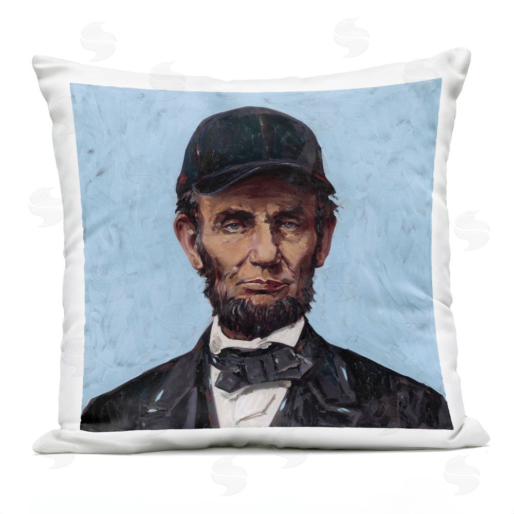 Studio Bautista Honest Abe with Baseball Cap Outdoor Printed Throw Pillow