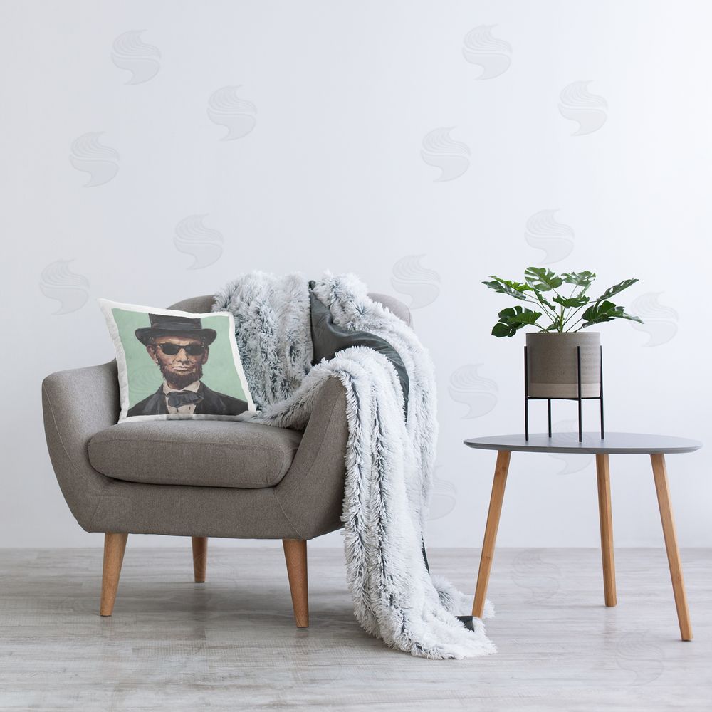 Studio Bautista Honest Abe With Shades Printed Indoor Throw Pillow in Room