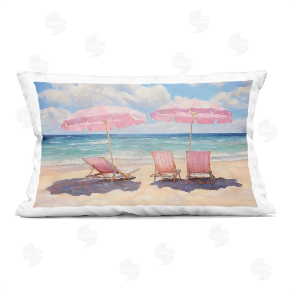 LSR Design Studio Pink Summer Chairs by the Sea Printed Lumbar Throw Pillow