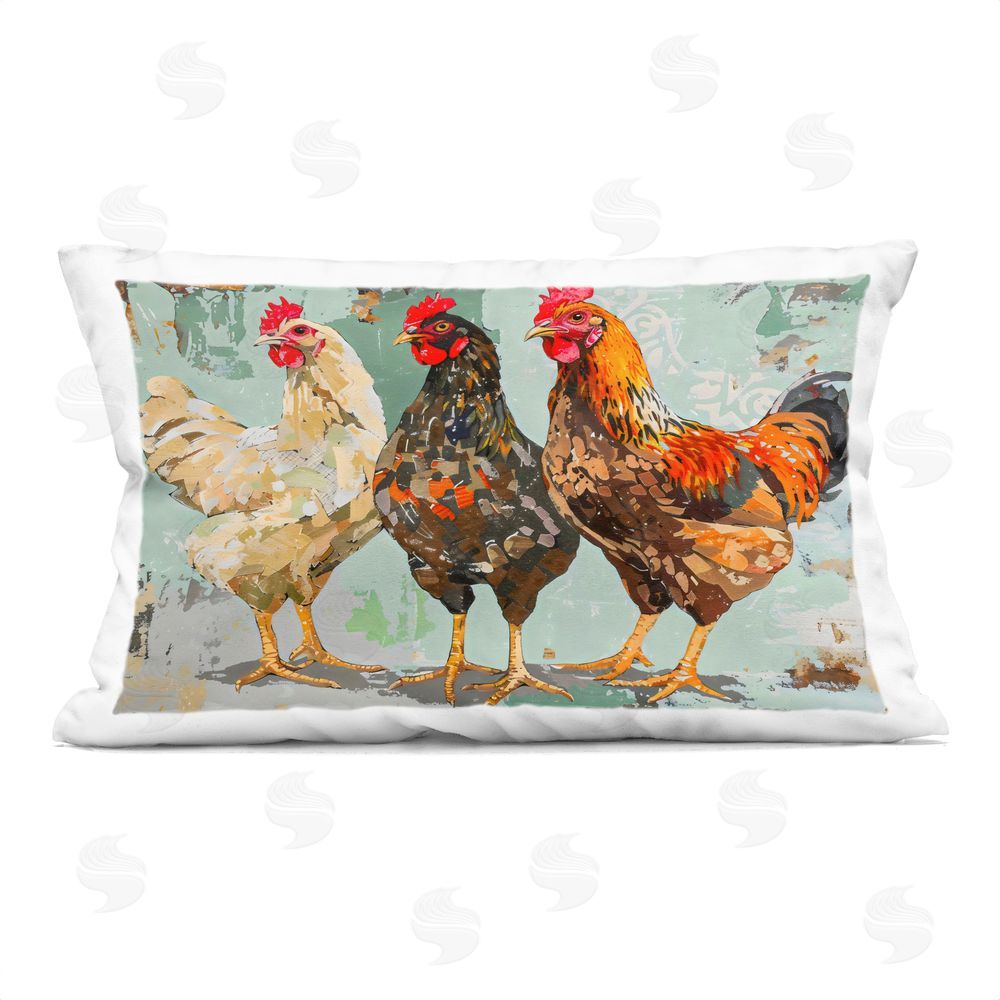Creative Studio Abstract Chickens Trio Printed Lumbar Throw Pillow