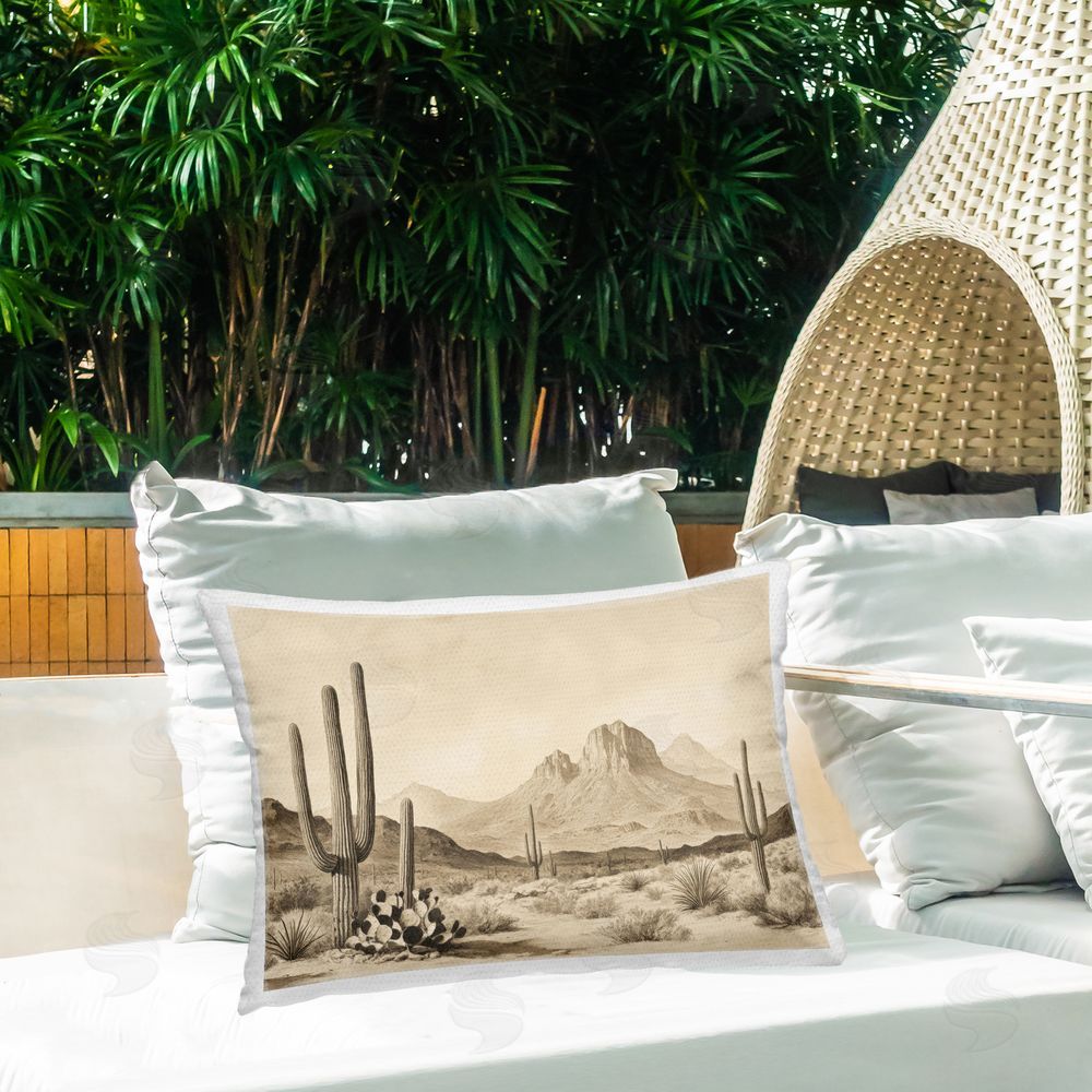 Petal Prints Design Arizona Desert Vista Outdoor Printed Lumbar Throw Pillow on Seat