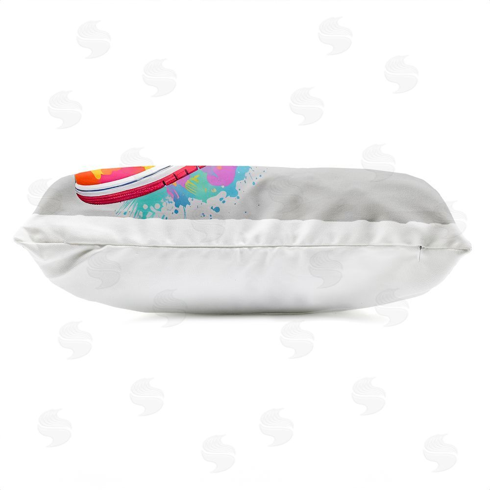 Creative Studio Hightop Sneaker with Splatter Outdoor Printed Lumbar Throw Pillow Side View with Zipper Detail