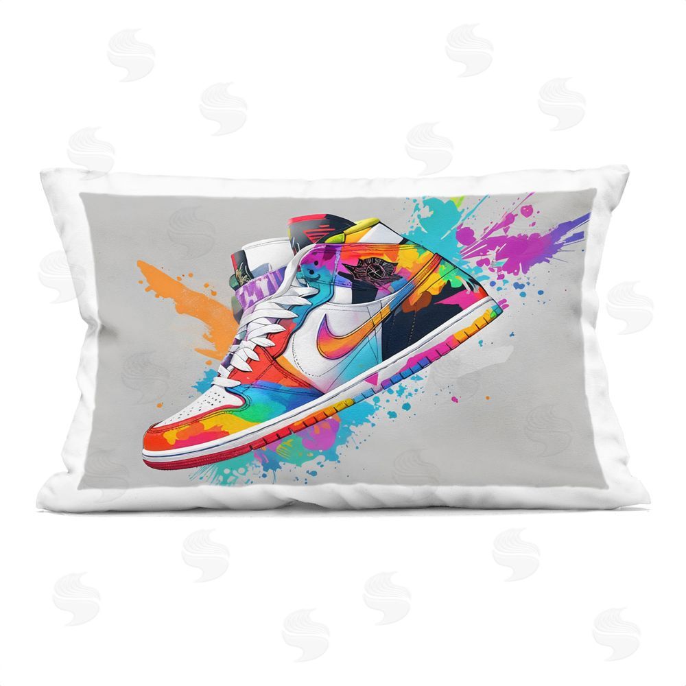 Creative Studio Hightop Sneaker with Splatter Printed Lumbar Throw Pillow