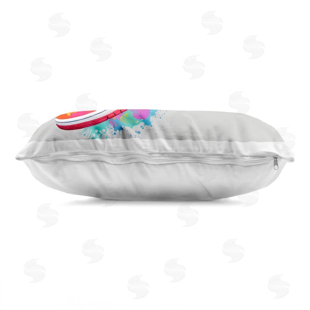 Creative Studio Hightop Sneaker with Splatter Printed Lumbar Throw Pillow Side View with Zipper Detail