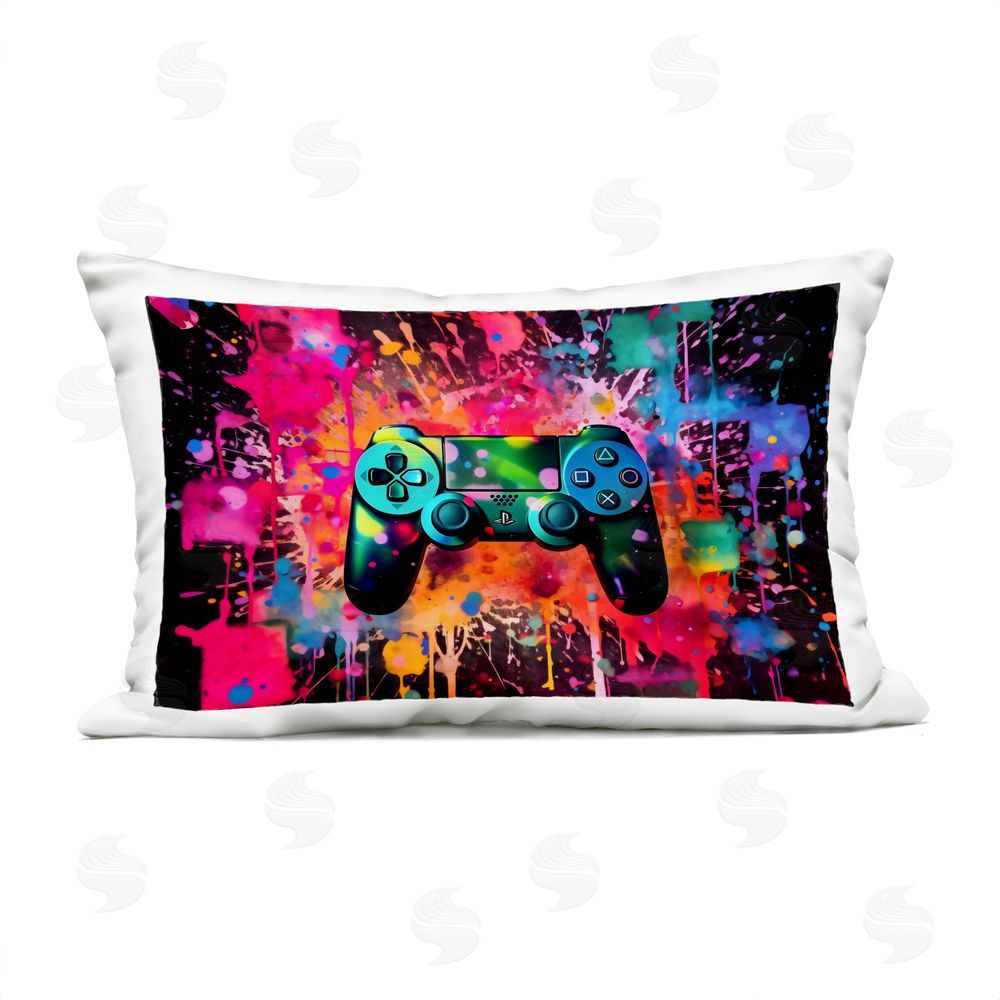 Creative Studio Vibrant Gamepad Burst Outdoor Printed Lumbar Throw Pillow