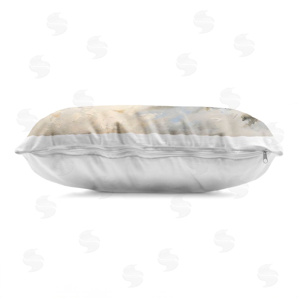 Creative Studio Coastal Birds Over Dunes Printed Lumbar Throw Pillow Side View with Zipper Detail