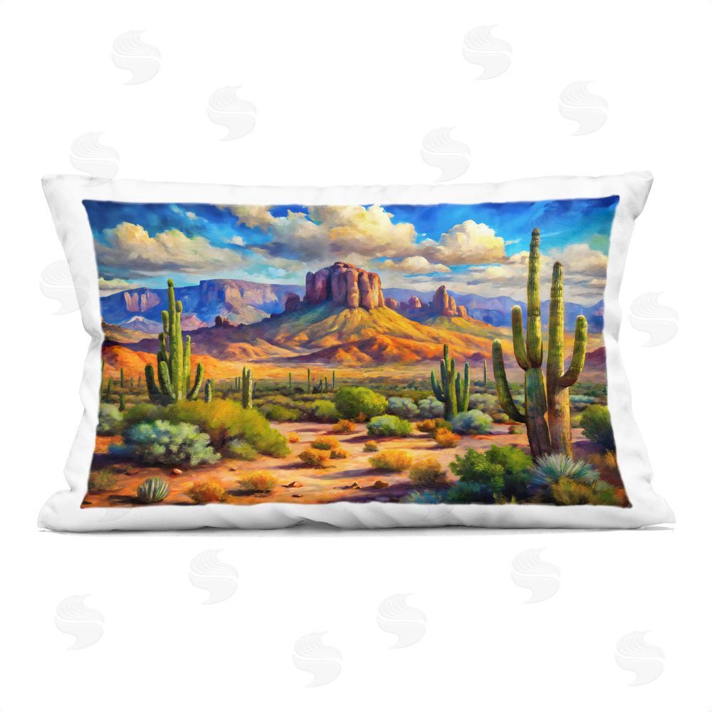 Creative Studio Majestic Saguaro Desert Landscape Printed Lumbar Throw Pillow