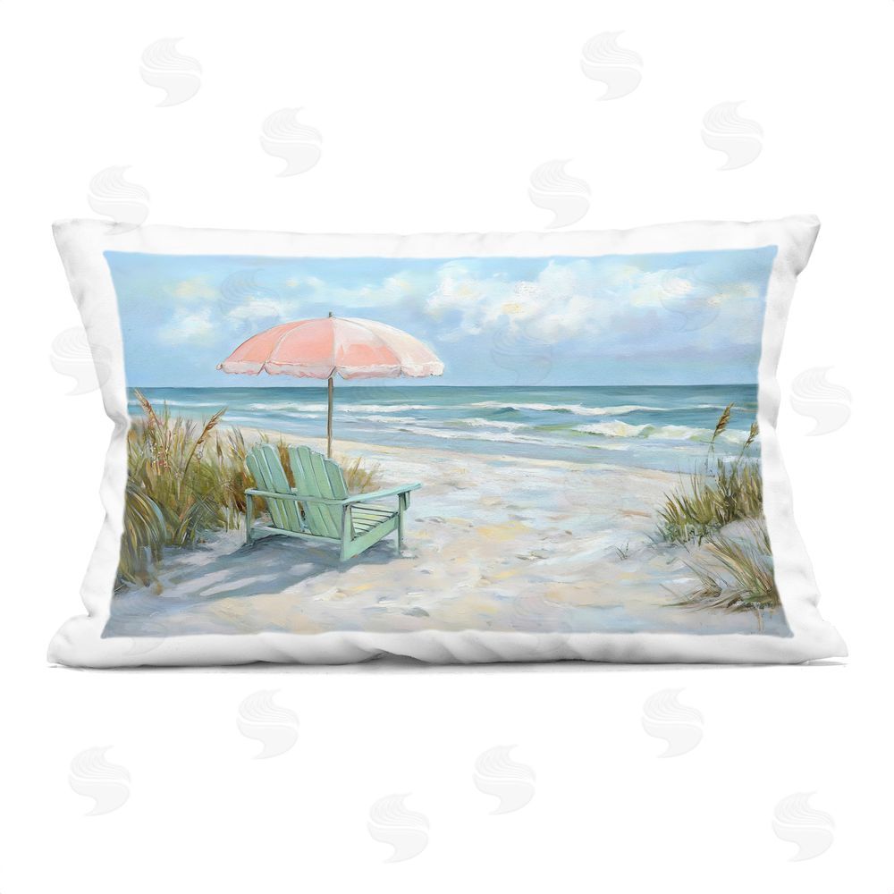 Creative Studio Seaside Chair & Pink Umbrella Printed Lumbar Throw Pillow