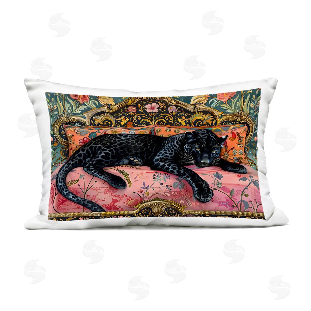 Creative Studio Lazy Black Elegant Leopard Outdoor Printed Lumbar Throw Pillow