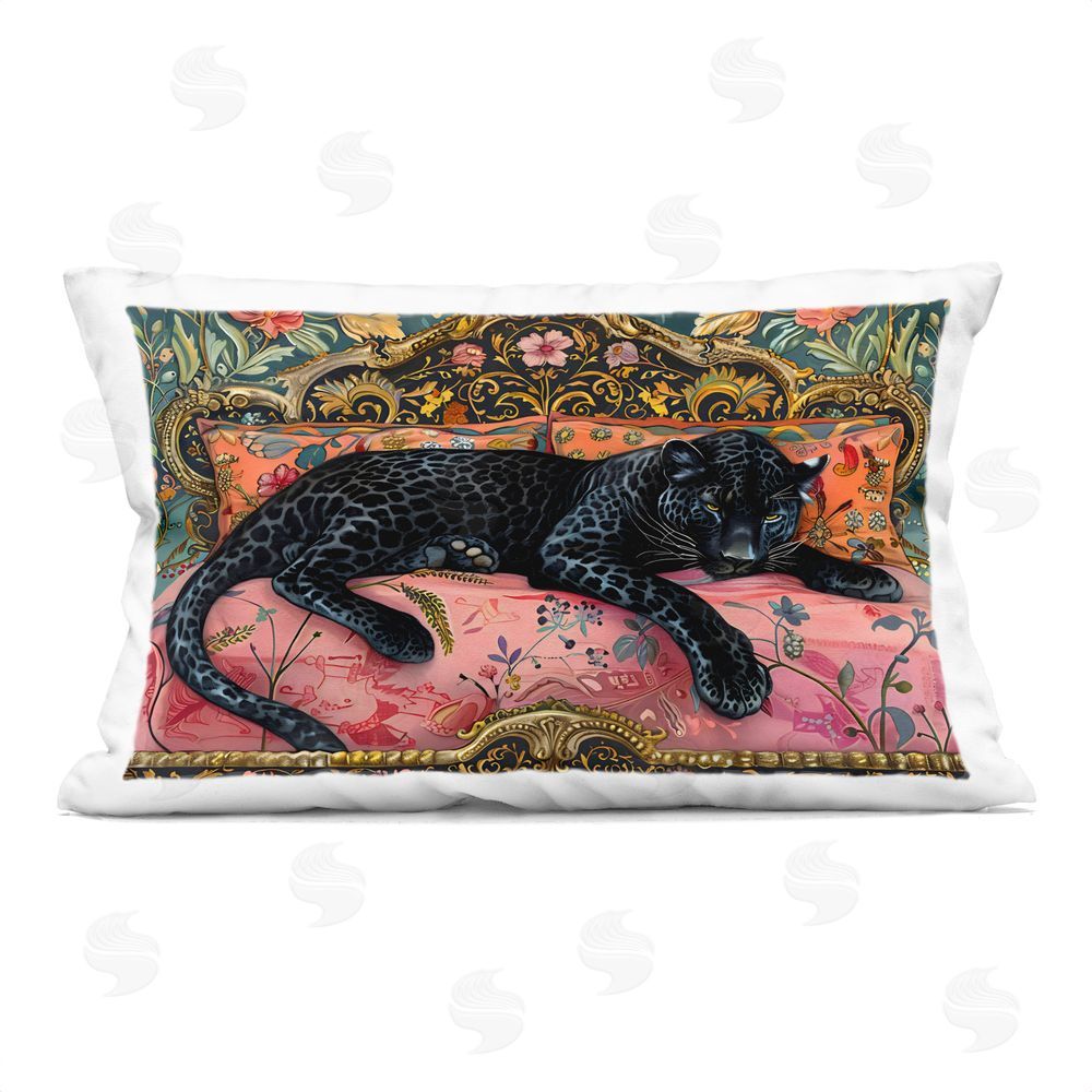 Creative Studio Lazy Black Elegant Leopard Printed Lumbar Throw Pillow