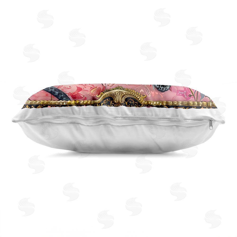 Creative Studio Lazy Black Elegant Leopard Printed Lumbar Throw Pillow Side View with Zipper Detail
