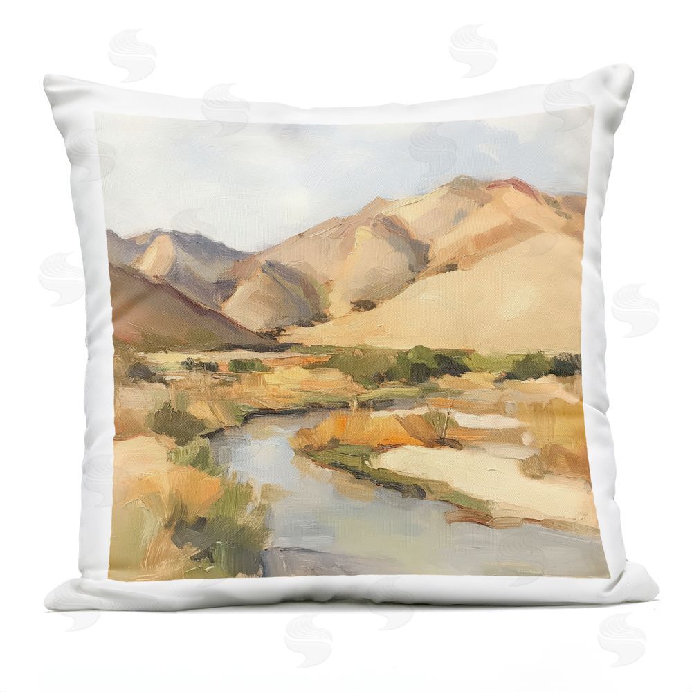 Petal Prints Design Wispy Desert River Outdoor Square Printed Throw Pillow