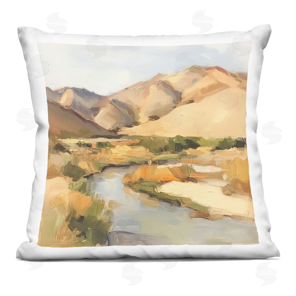 Petal Prints Design Wispy Desert River Square Printed Throw Pillow