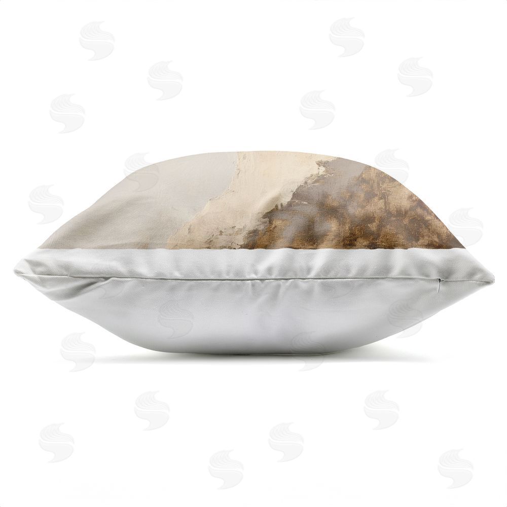 Petal Prints Design Serene Cliffside Vista Outdoor Square Printed Throw Pillow Side View with Zipper Detail