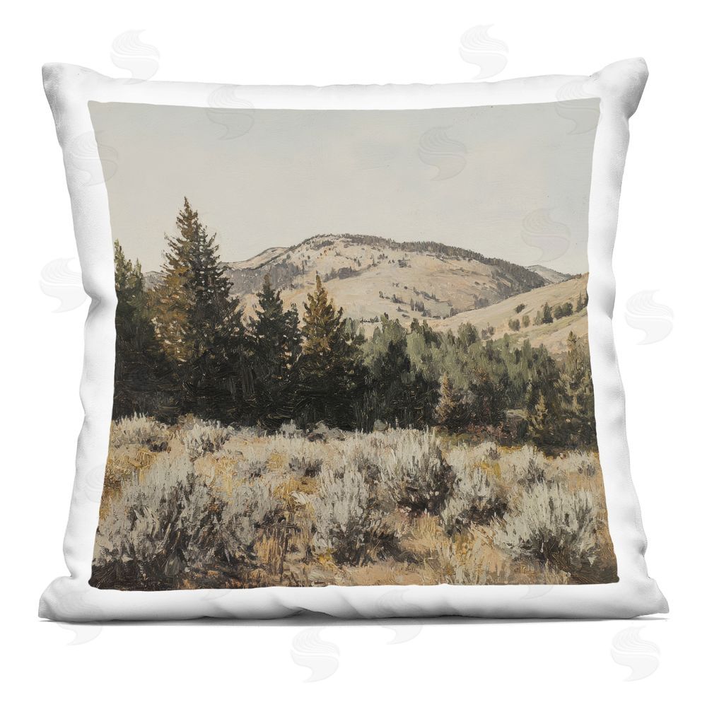 Petal Prints Design Cedar Mountain View Square Printed Throw Pillow