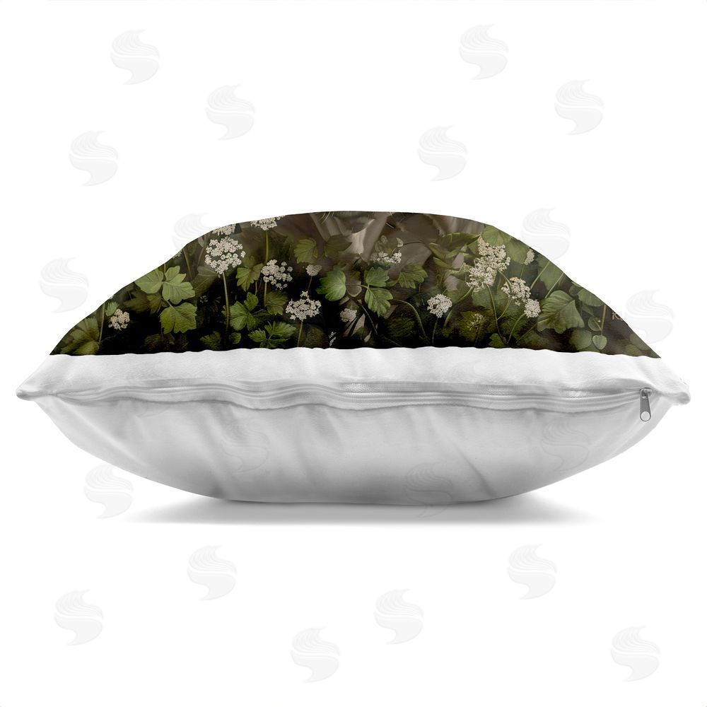 Creative Studio Cow in the Green Meadow Square Printed Throw Pillow Side View with Zipper Detail