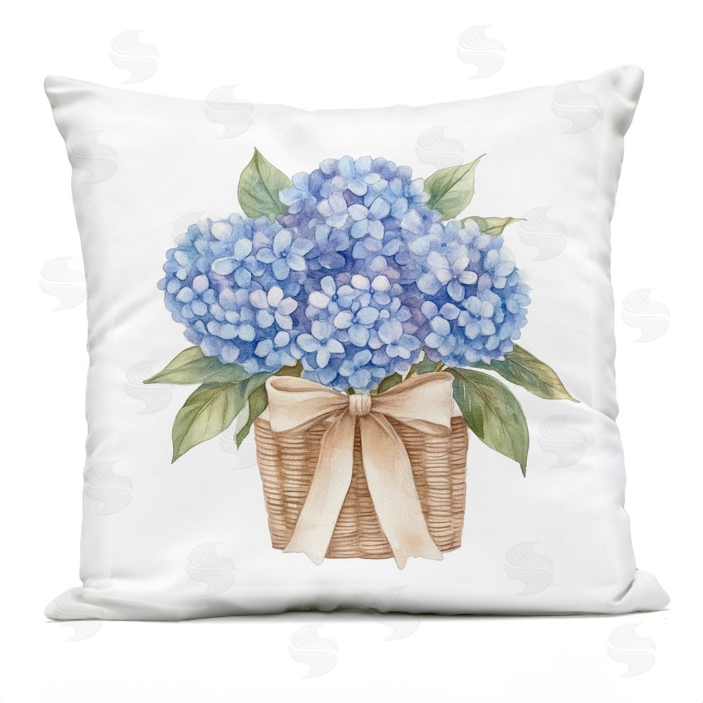 Petal Prints Design Spring Picnic Hydrangeas Square Outdoor Quick-Dry Polyester Throw Pillow