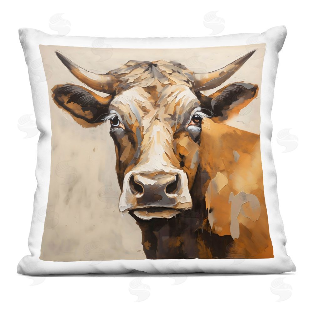 Creative Studio Beautiful Brown Bovine Square Printed Throw Pillow