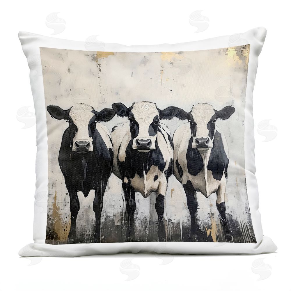 Creative Studio Three Spotted Cows Outdoor Square Printed Throw Pillow