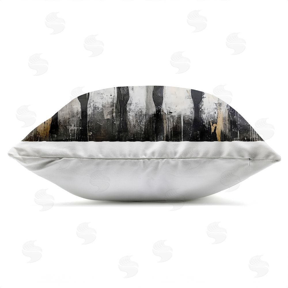 Creative Studio Three Spotted Cows Outdoor Square Printed Throw Pillow Side View with Zipper Detail
