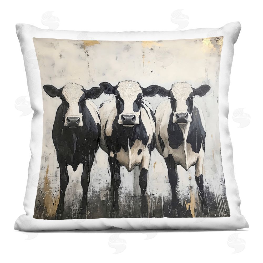 Creative Studio Three Spotted Cows Square Printed Throw Pillow
