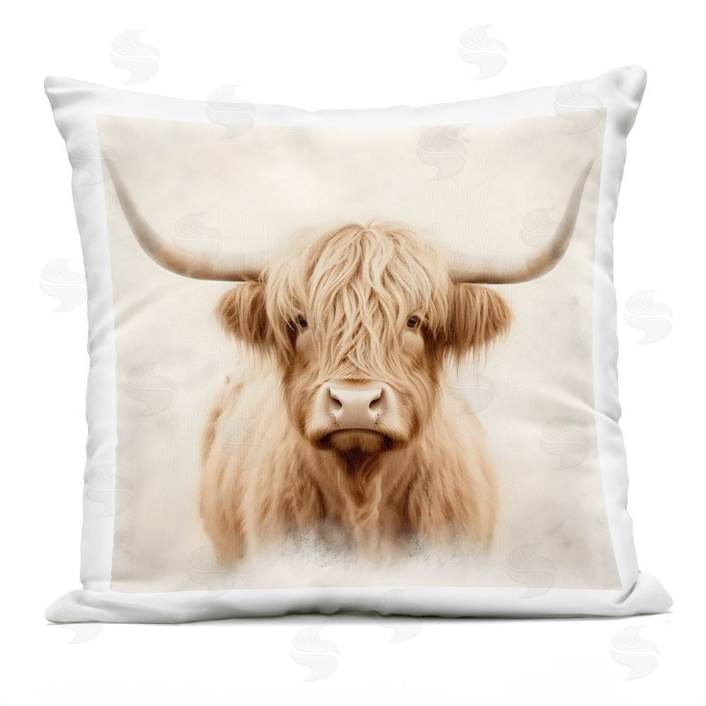 Creative Studio Dreamy Fluffy Highland Portrait Outdoor Square Printed Throw Pillow