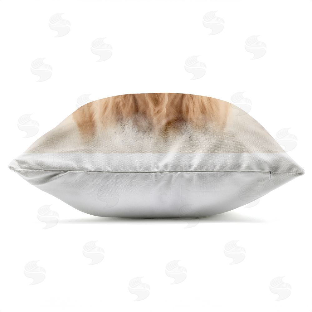 Creative Studio Dreamy Fluffy Highland Portrait Outdoor Square Printed Throw Pillow Side View with Zipper Detail