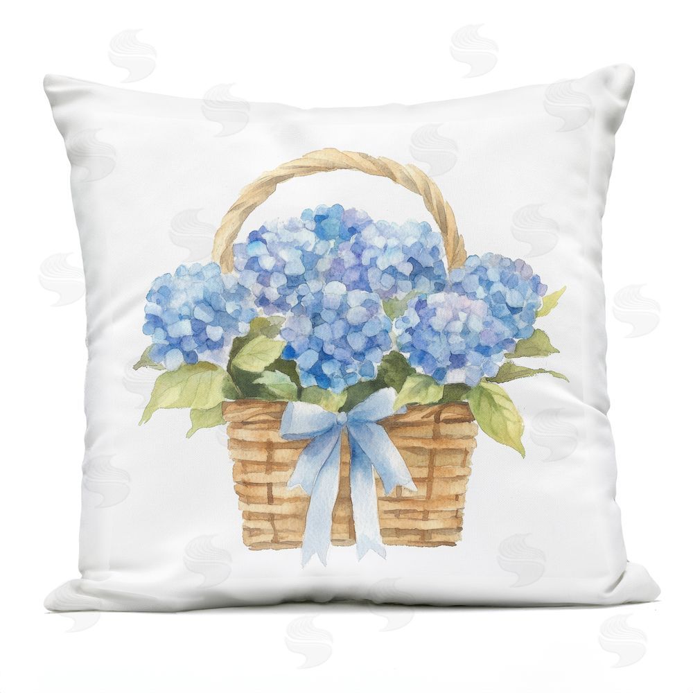 Petal Prints Design Pretty Picnic Hydrangeas Square Outdoor Quick-Dry Polyester Throw Pillow