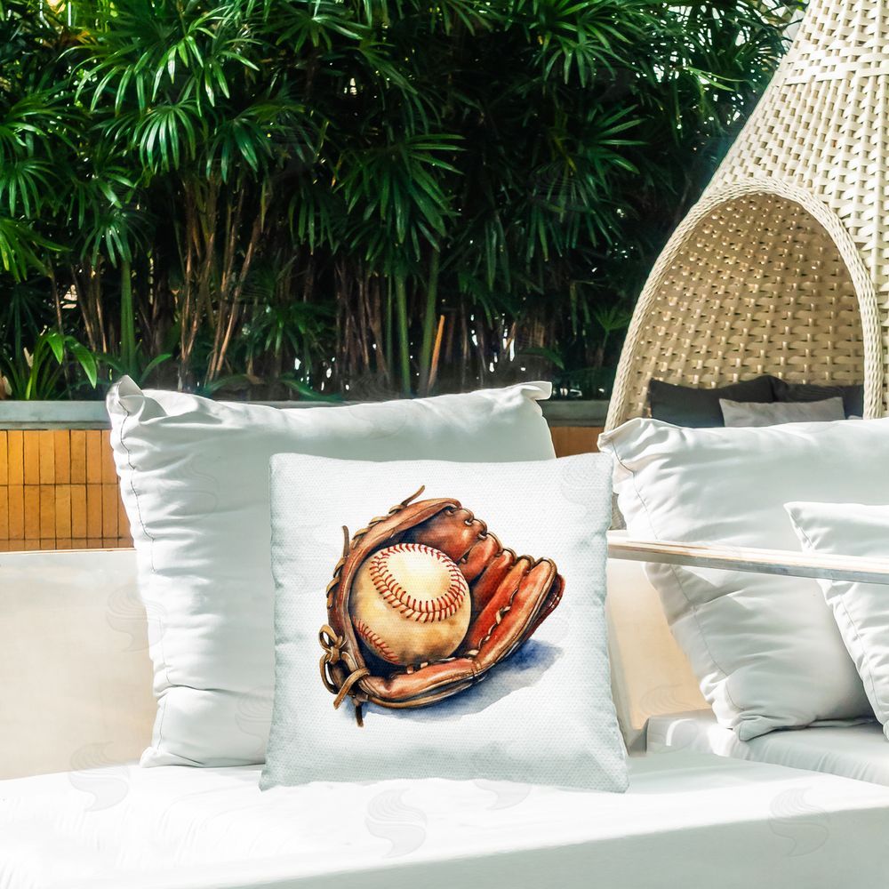 Creative Studio Glove & Ball in Leather Outdoor Square Printed Throw Pillow on Seat