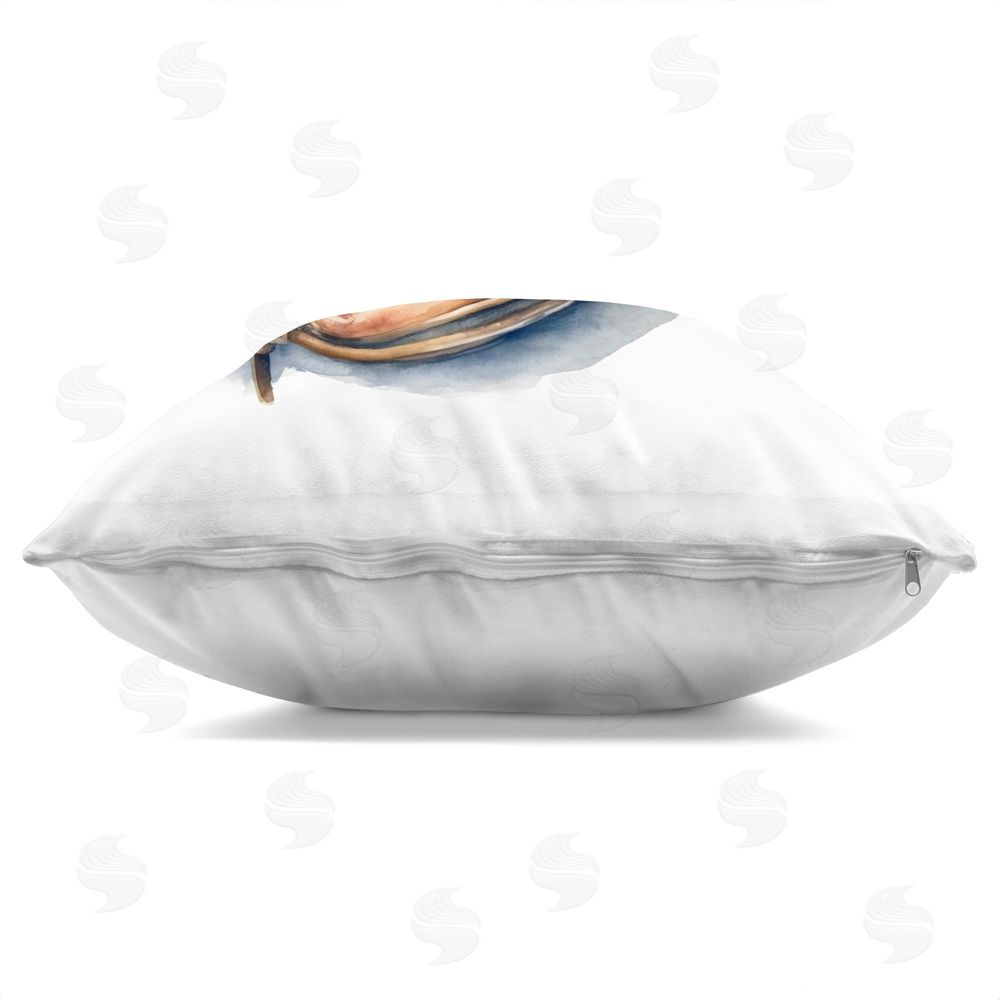 Creative Studio Glove & Ball in Leather Square Printed Throw Pillow Side View with Zipper Detail