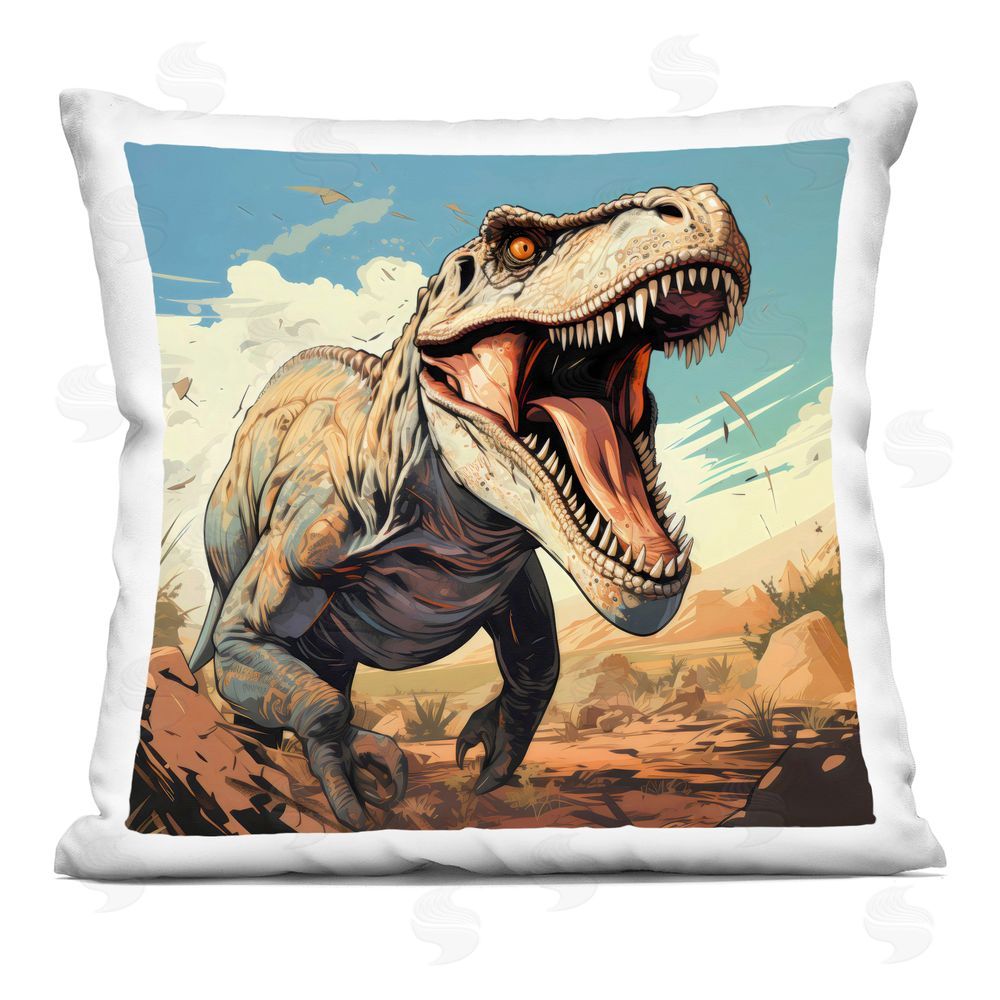 Creative Studio Velociraptor Desert Sunset Square Printed Throw Pillow