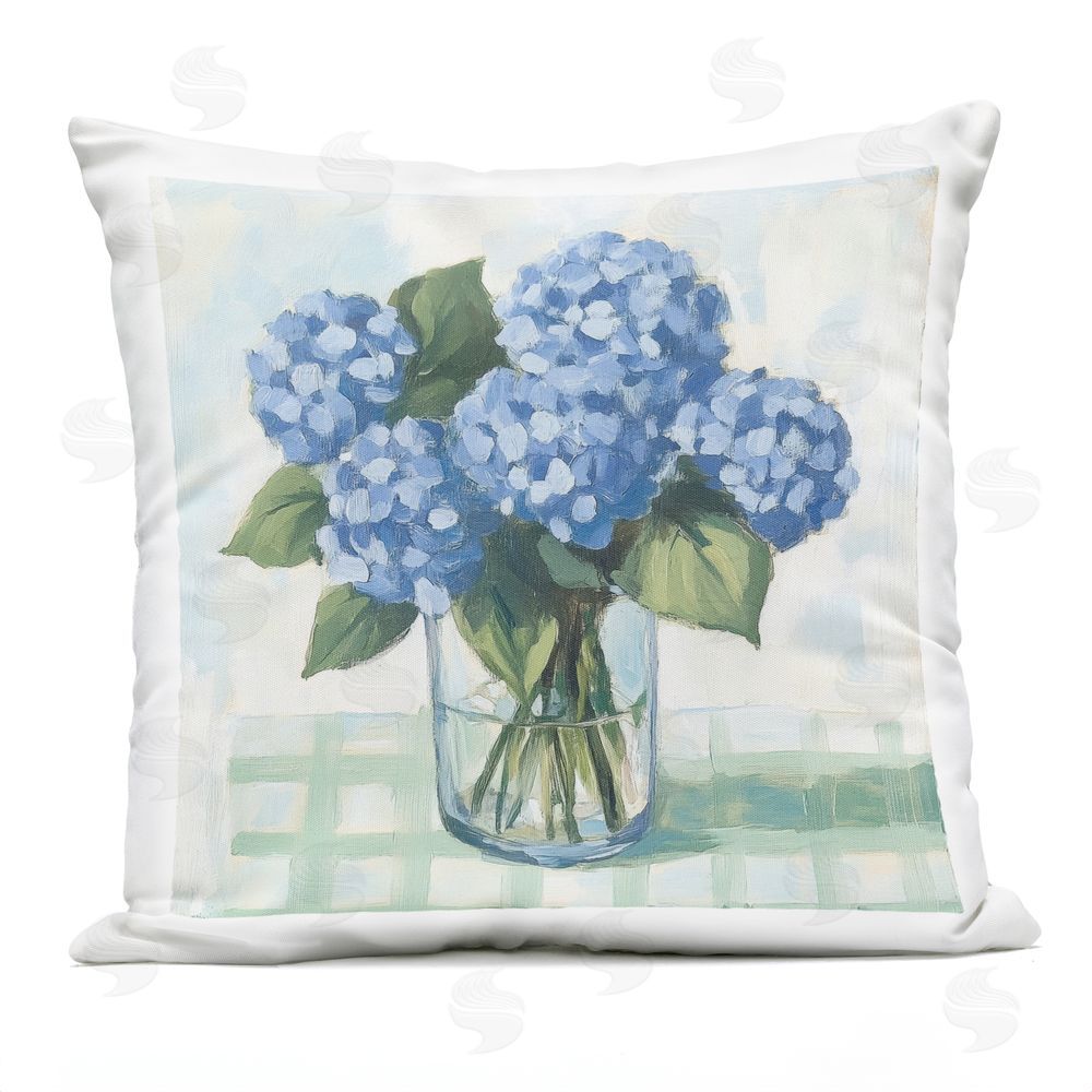 Petal Prints Design Quaint Picnic Hydrangeas Outdoor Square Printed Throw Pillow