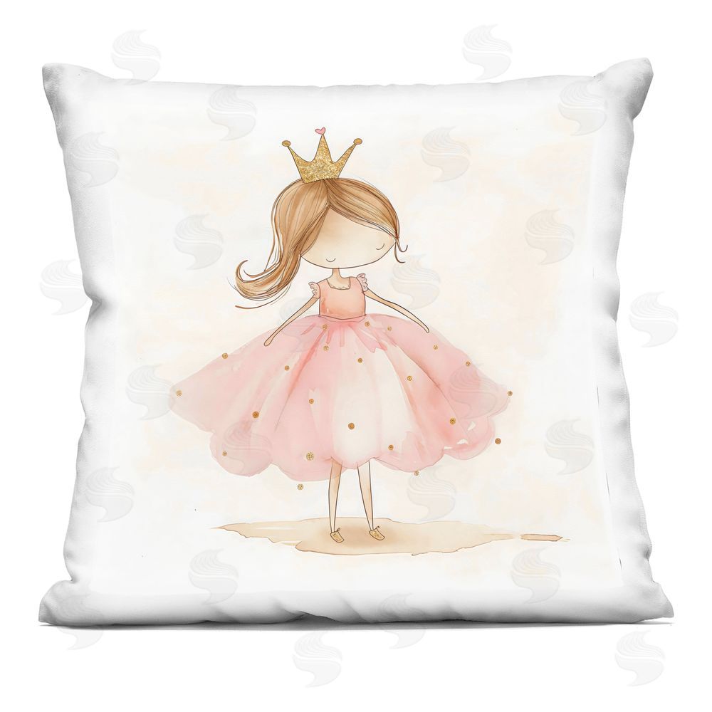 Creative Studio Little Princess with Crown Square Printed Throw Pillow