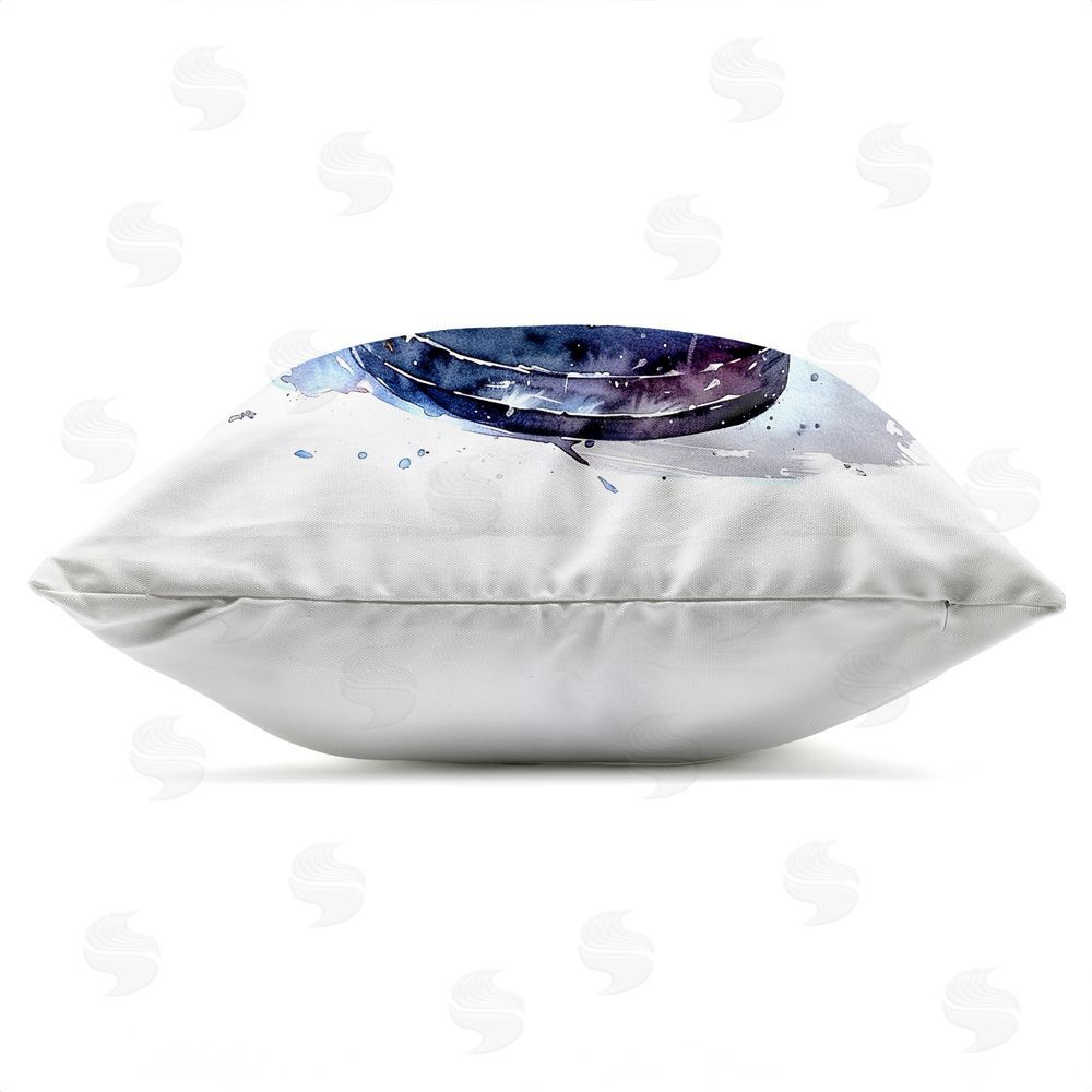 LSR Design Studio Hockey Splash Watercolor Burst Outdoor Square Printed Throw Pillow Side View with Zipper Detail