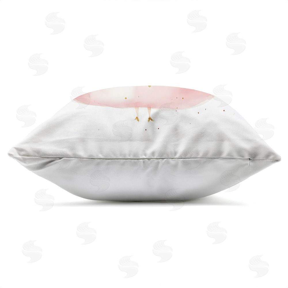 Creative Studio Little Princess with Pink Gown Outdoor Square Printed Throw Pillow Side View with Zipper Detail