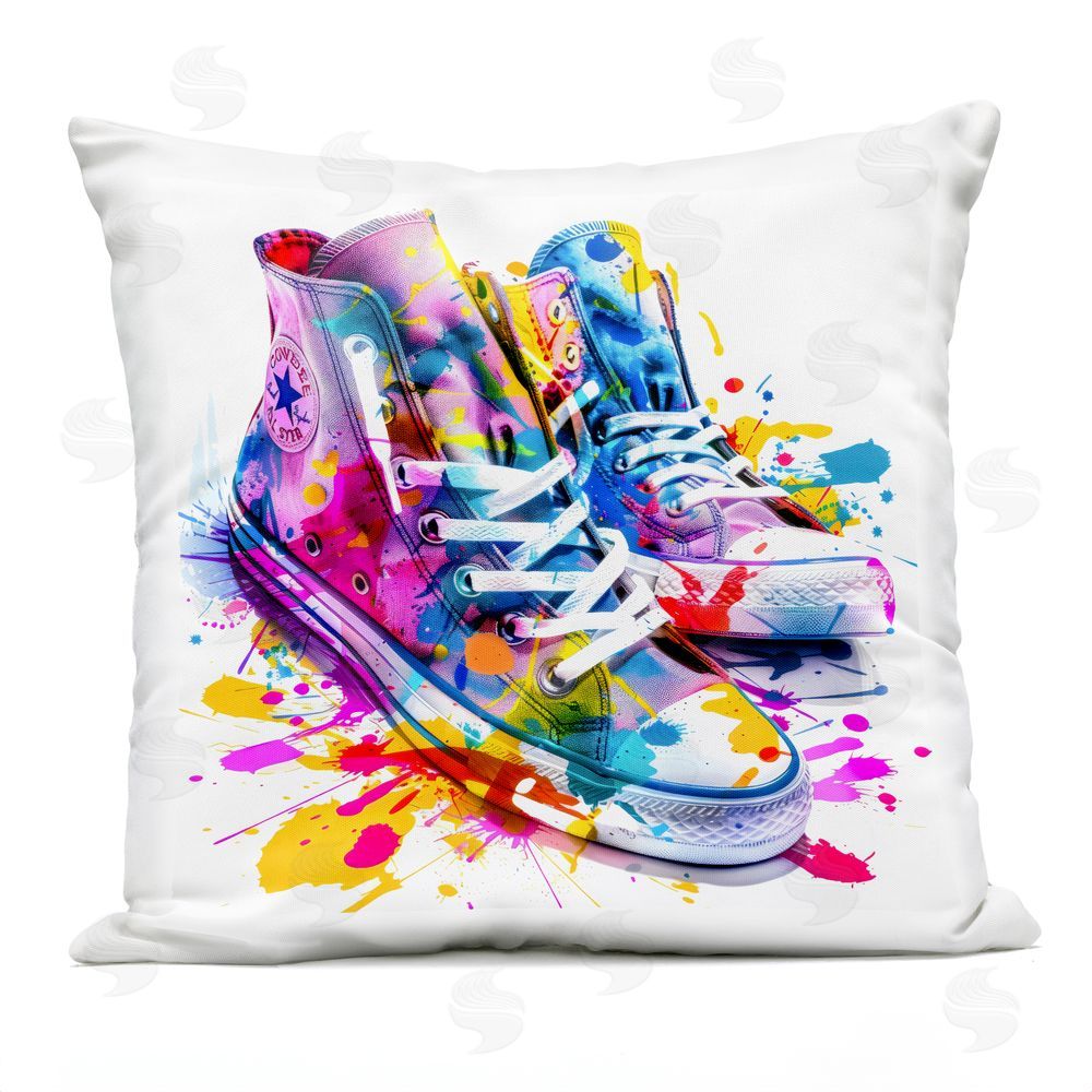 Creative Studio High Top Sneakers Splash Outdoor Square Printed Throw Pillow