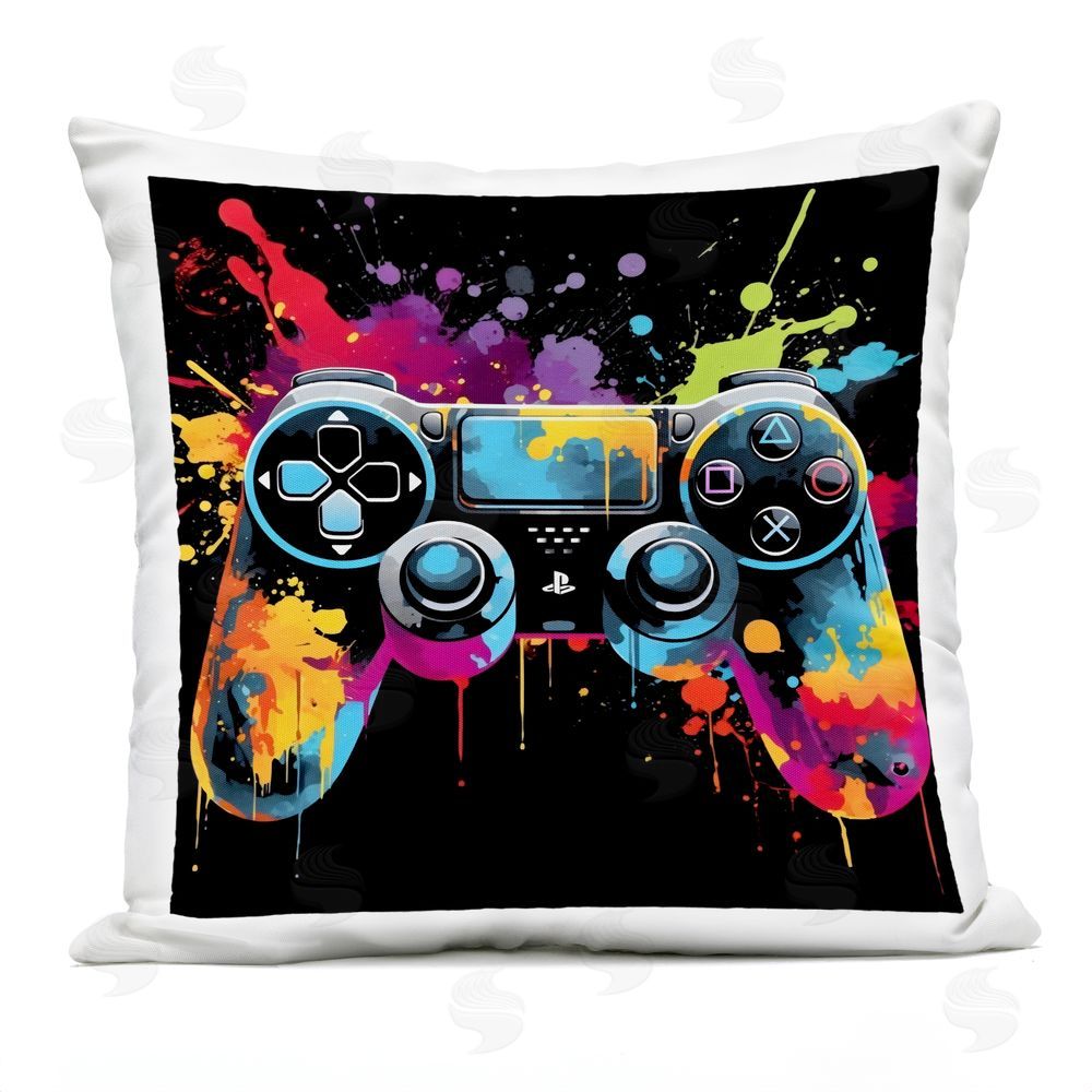 Creative Studio Paint Splash Game Controller Outdoor Square Printed Throw Pillow