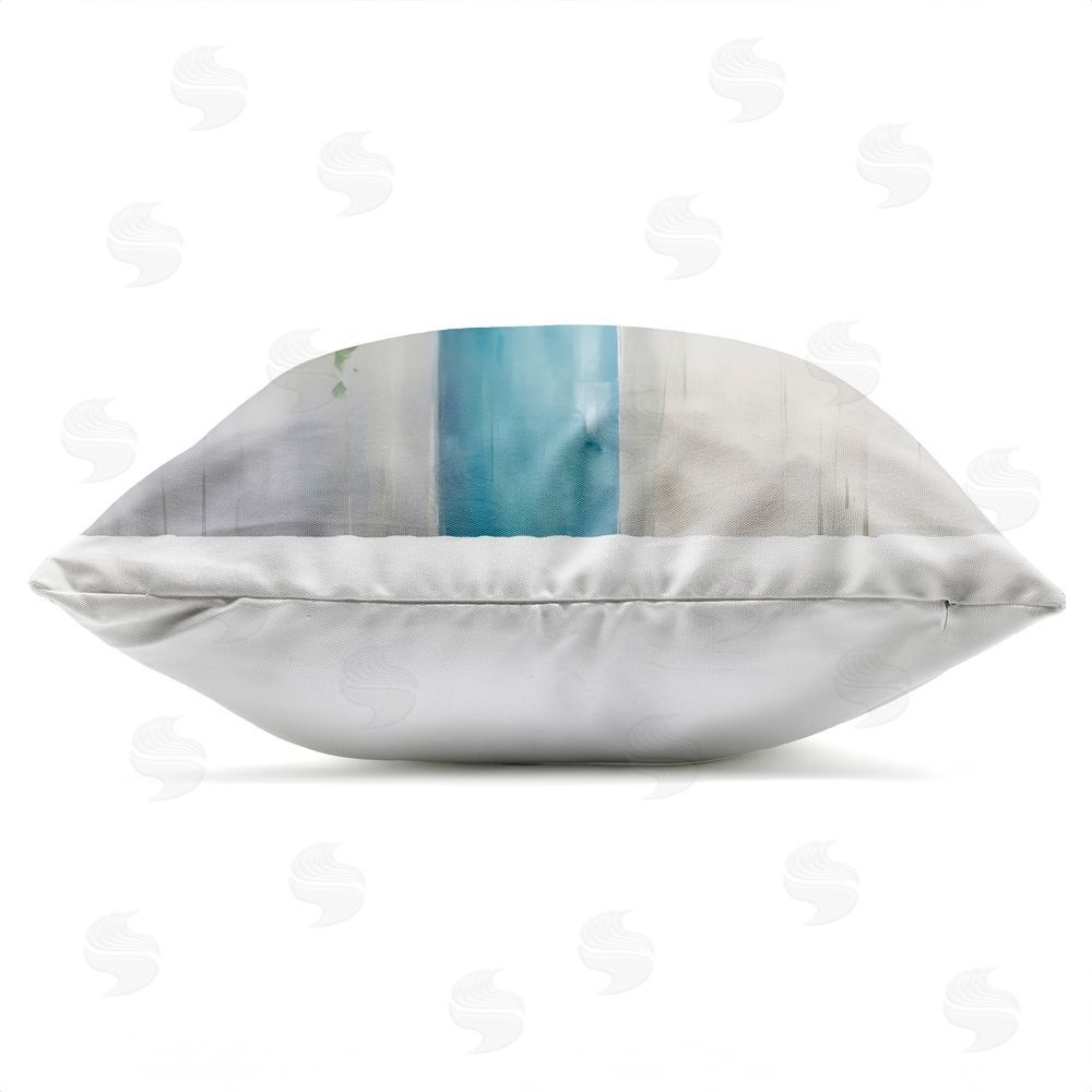 Creative Studio Indigo Bouquet in Blue Vase Outdoor Square Printed Throw Pillow Side View with Zipper Detail