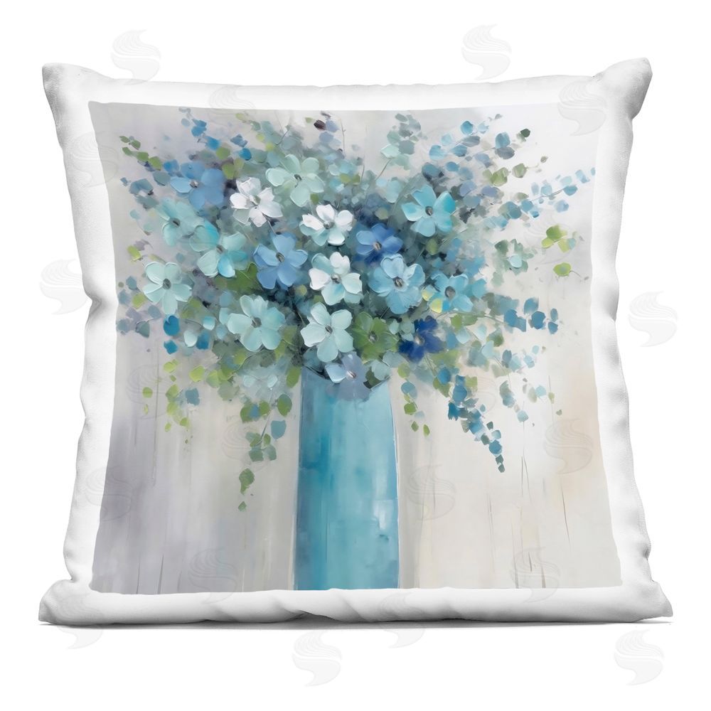 Creative Studio Indigo Bouquet in Blue Vase Square Printed Throw Pillow