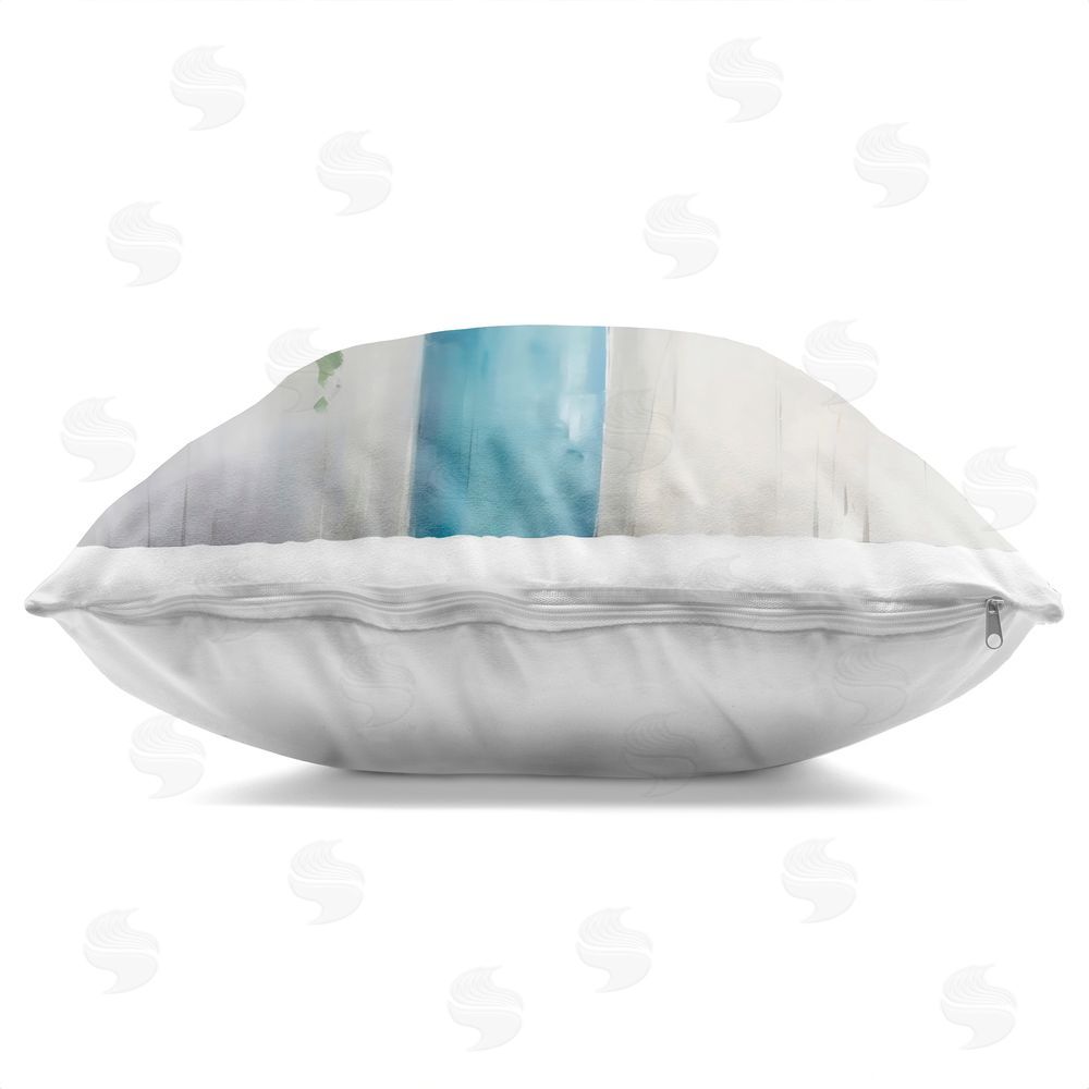 Creative Studio Indigo Bouquet in Blue Vase Square Printed Throw Pillow Side View with Zipper Detail