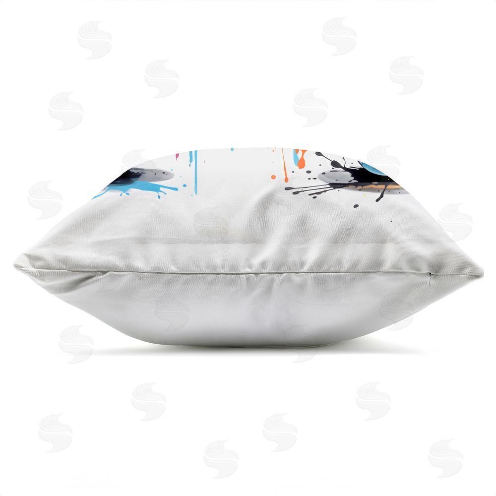 Creative Studio Playful Bright Game Controller Outdoor Square Printed Throw Pillow Side View with Zipper Detail