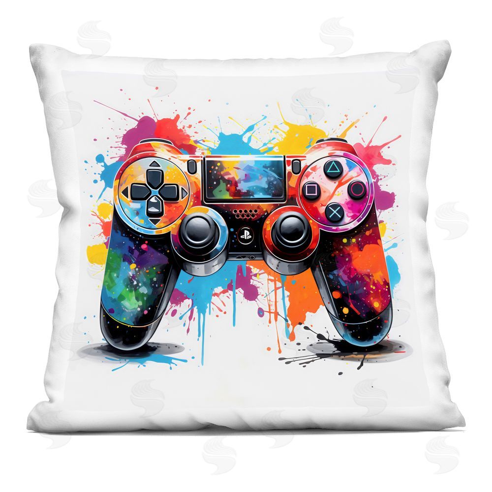 Creative Studio Playful Bright Game Controller Square Printed Throw Pillow