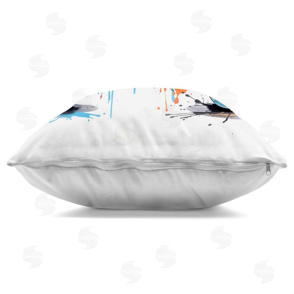 Creative Studio Playful Bright Game Controller Square Printed Throw Pillow Side View with Zipper Detail