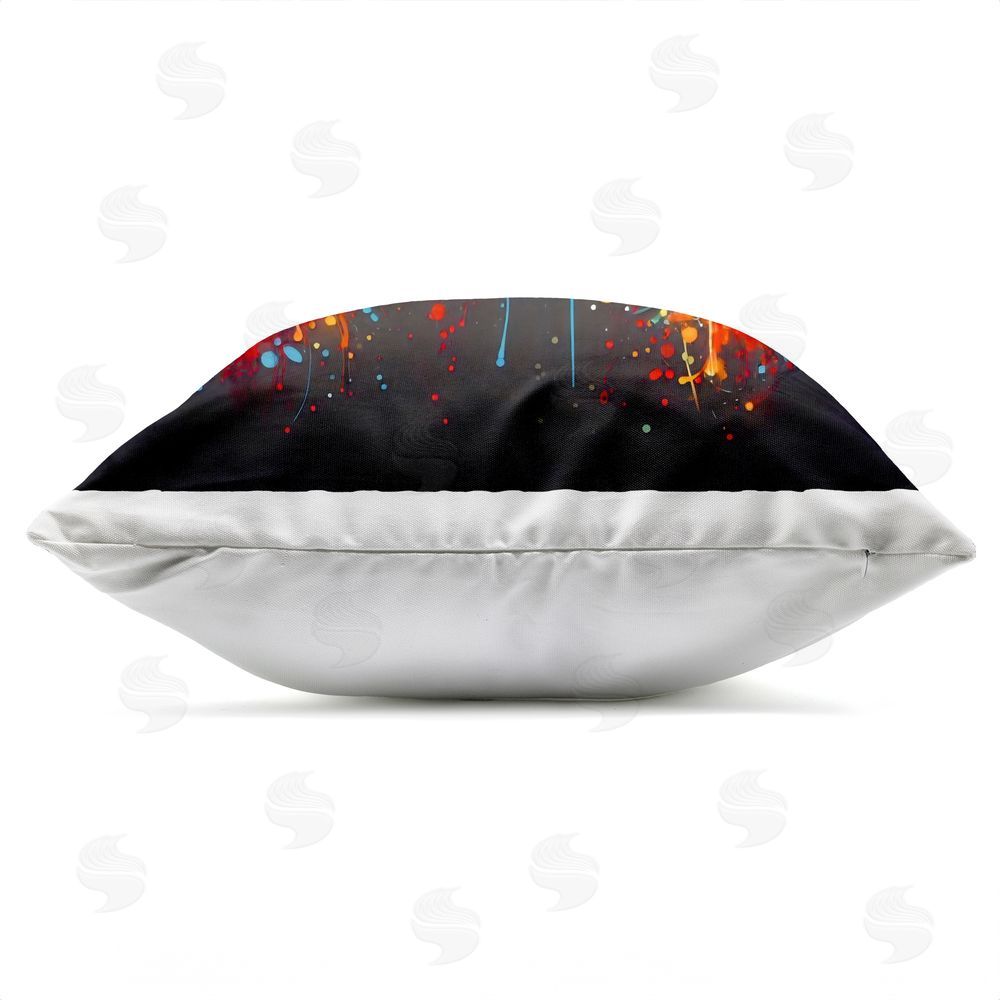 Creative Studio Colorful Controller Swirl Outdoor Square Printed Throw Pillow Side View with Zipper Detail
