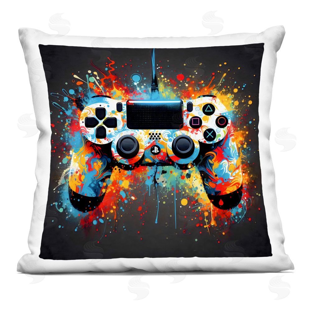 Creative Studio Colorful Controller Swirl Square Printed Throw Pillow