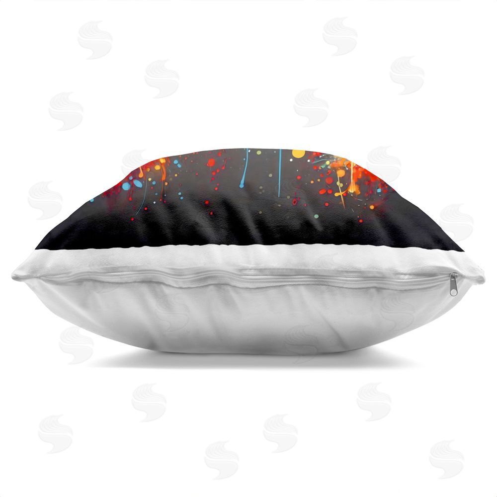 Creative Studio Colorful Controller Swirl Square Printed Throw Pillow Side View with Zipper Detail