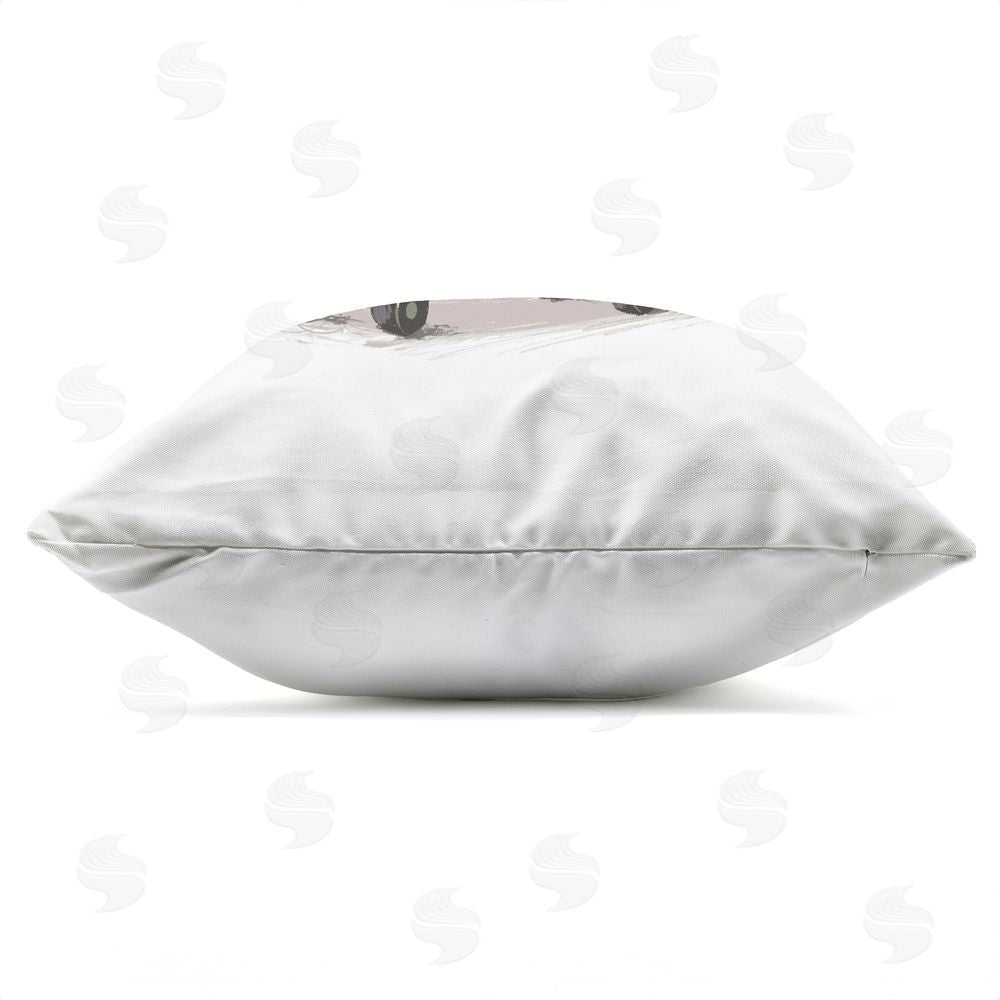 Ziwei Li Calico Cat on Skateboard Outdoor Square Printed Throw Pillow Side View with Zipper Detail