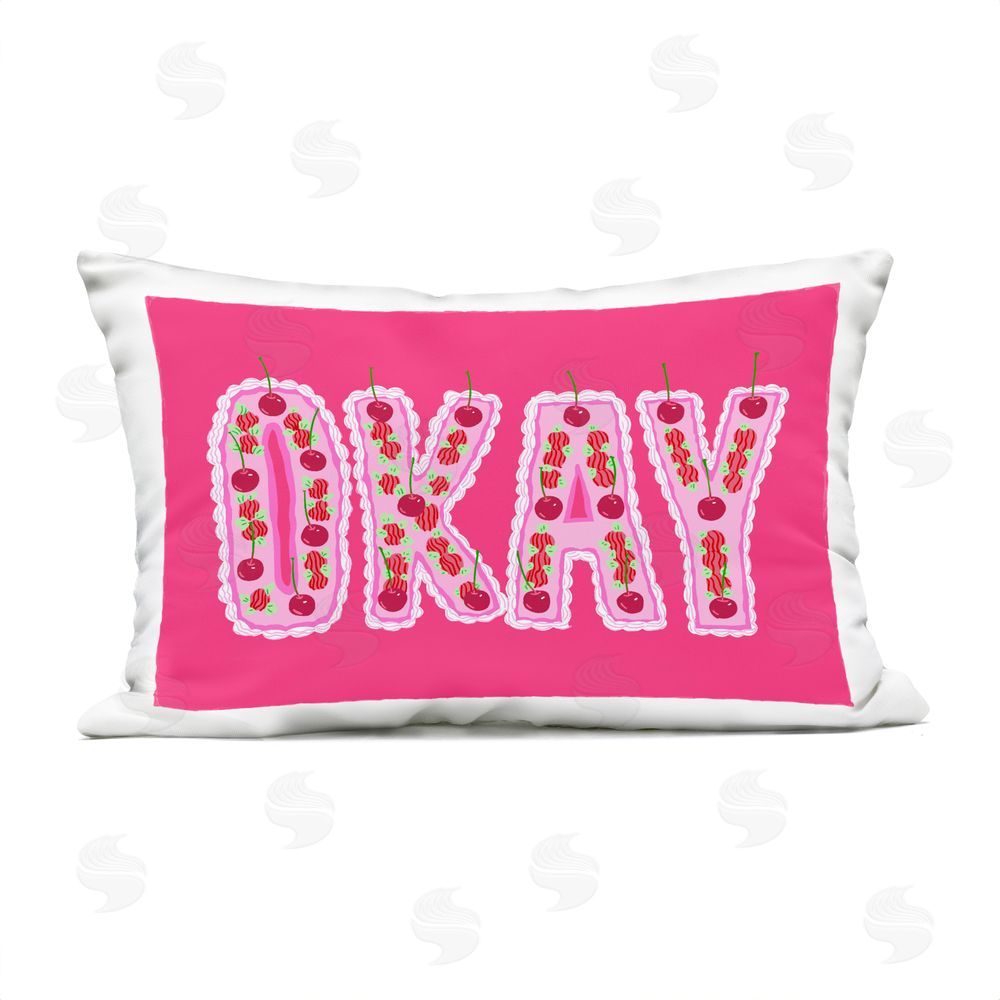 Ziwei Li Okay Cherry Cake Outdoor Printed Lumbar Throw Pillow